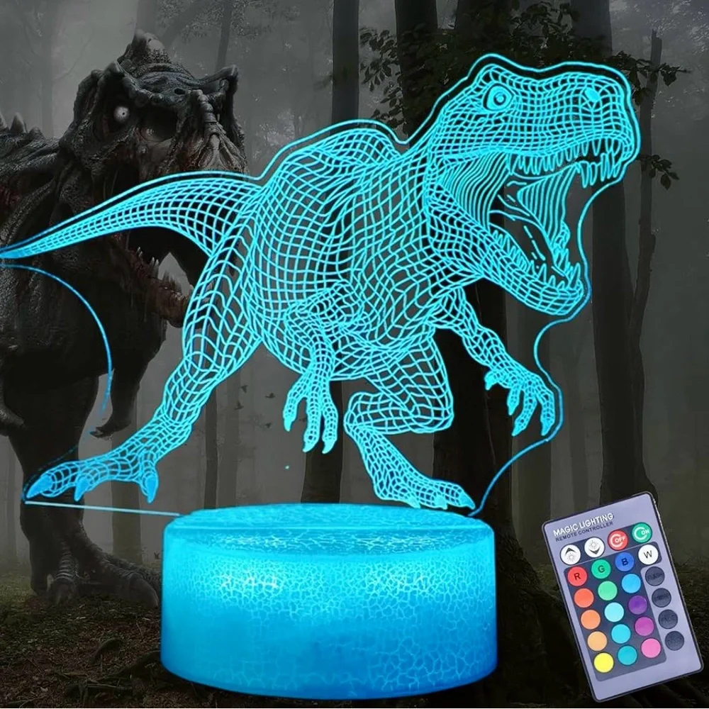 3D Dinosaur LED Night Light - Blue